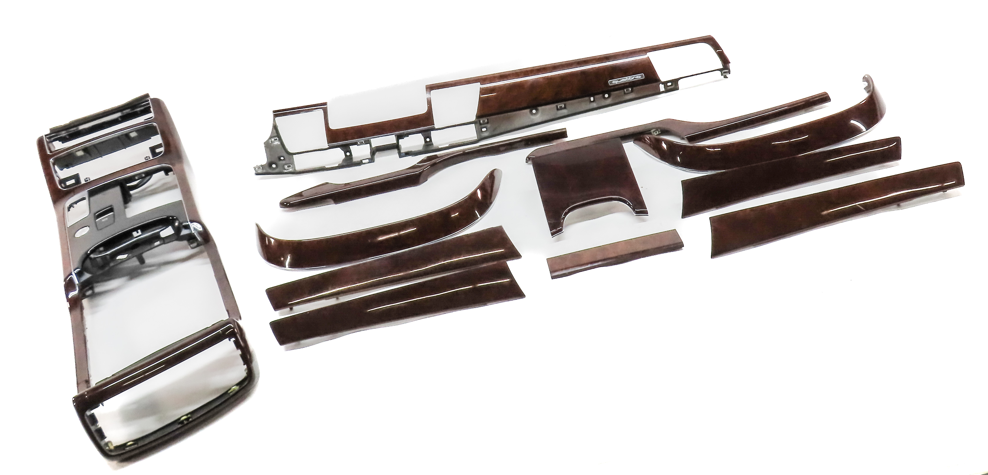 2012 AUDI A8 (D4 4H) INTERIOR DASH CONSOLE FRONT/REAR DOOR TRIM SET (WALNUT) — exact item pictured